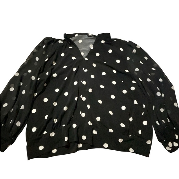 7th Avenue Black and White Polka Dot Blouse - Picture 1 of 4